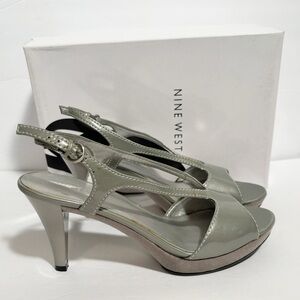 Nine West‎ Hanley Light Grey Open Toe Slingback Heels